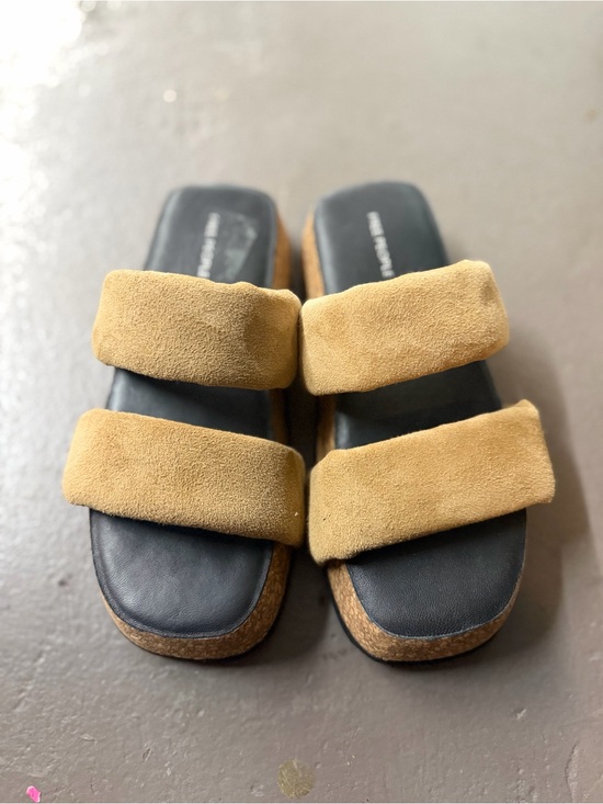Free People Shoes - Free People Suede Double-Strap Slide Sandals in Camel